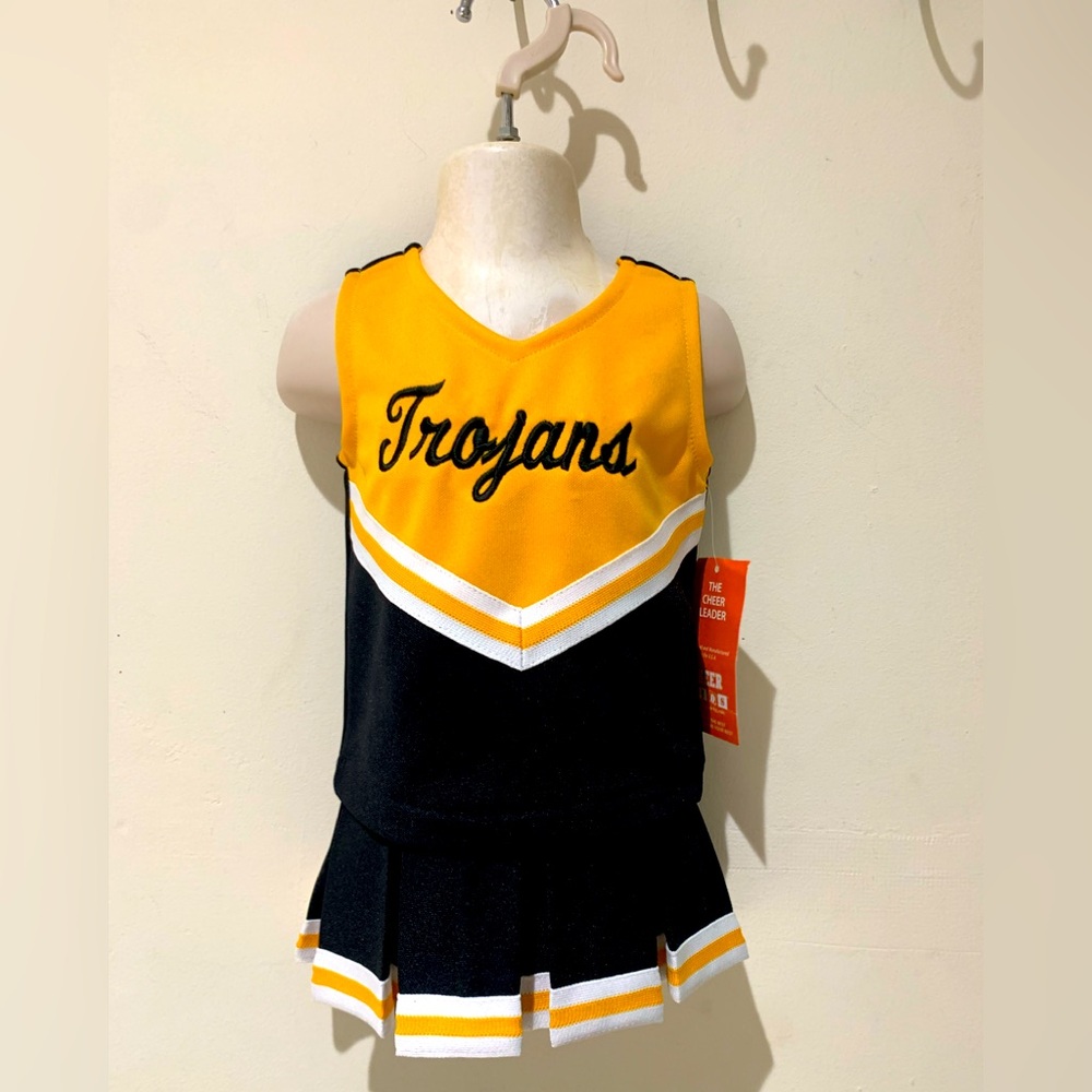 Size 18 Months Black Gold & White Trojans Logo Cheerleading Uniform Set NWT